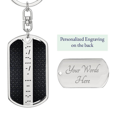 Personalized Morse Code Dog Tag Keychain - Love You This Much